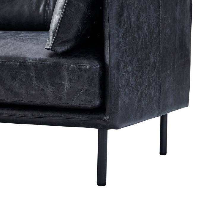 Venezia Industrial Modern Arm Chair - Slate Leather