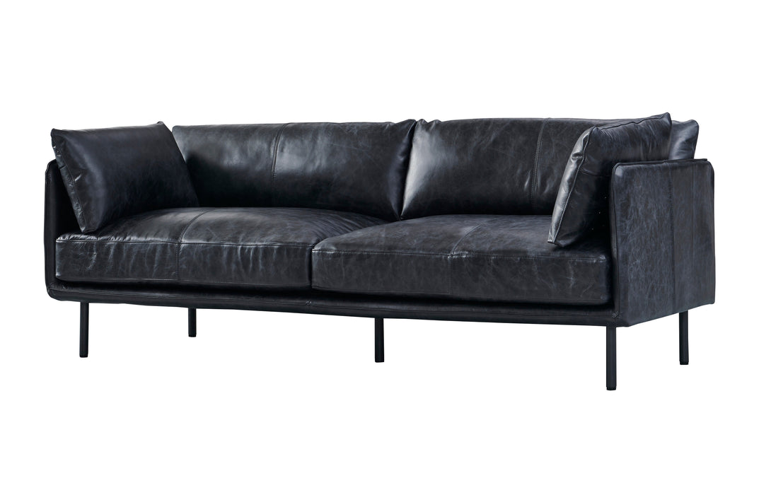 Venezia Industrial Modern Leather Sofa - Slate Leather