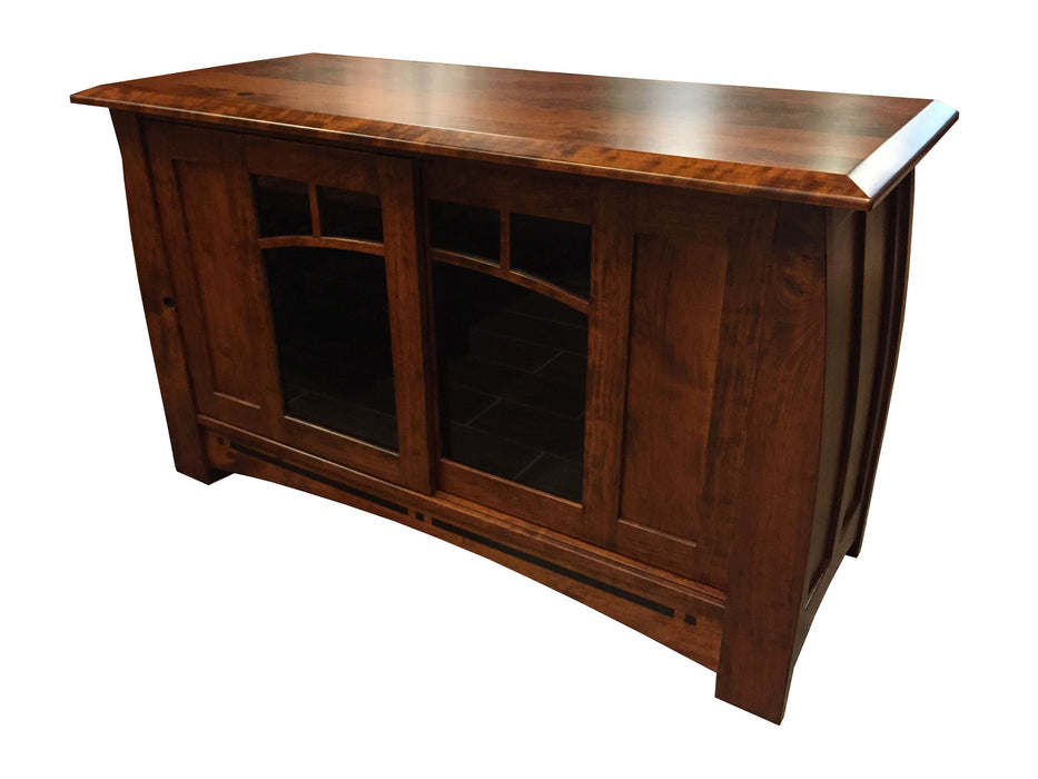 SOLD OUT Amish Custom Made Mission Wood Inlay TV Stand - 48" - Crafters and Weavers