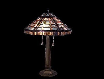 Tiffany Mission style Stained glass Table Lamp QHS1825 - Crafters and Weavers