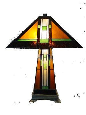 SOLD OUT Mission style Stained glass Table Lamp Tiffany style MIS102LB - Crafters and Weavers