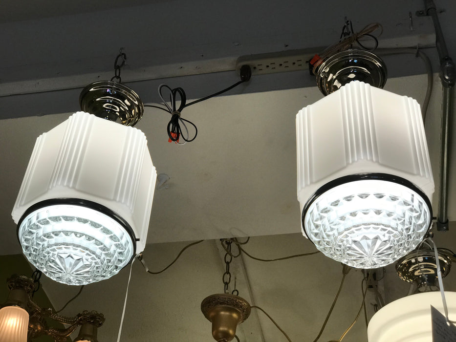 Pair of Art Deco Holophane Flush Mount Fixtures - Crafters and Weavers