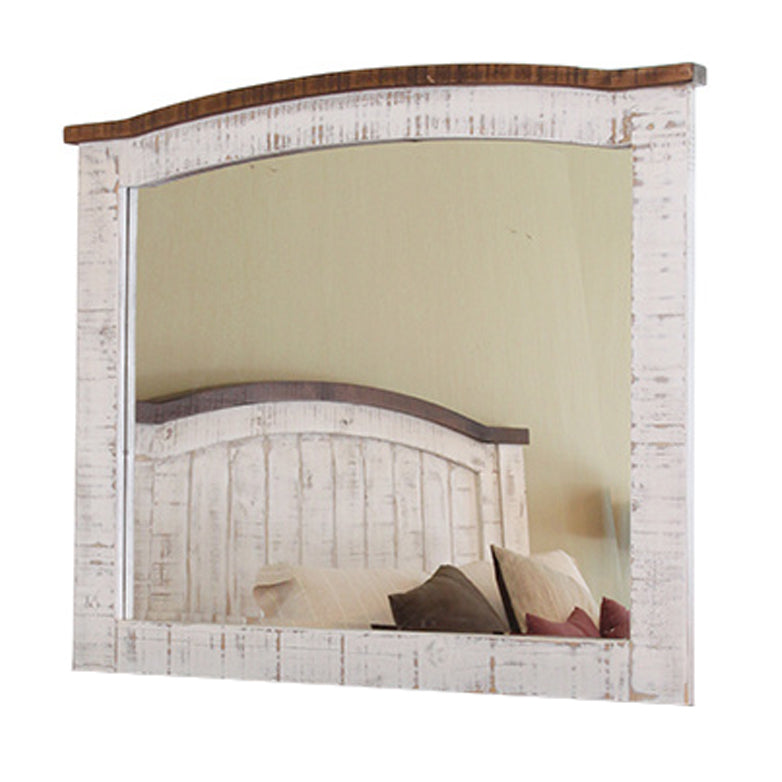 Greenview Rustic Distressed Barndoor Solid Wood White Bedroom Mirror ...
