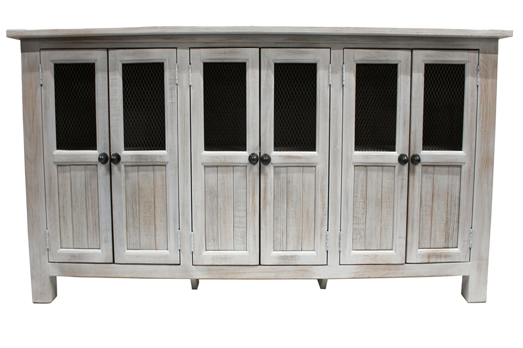 Gaines 6 Door Sideboard - Distressed White - 72" - Crafters and Weavers