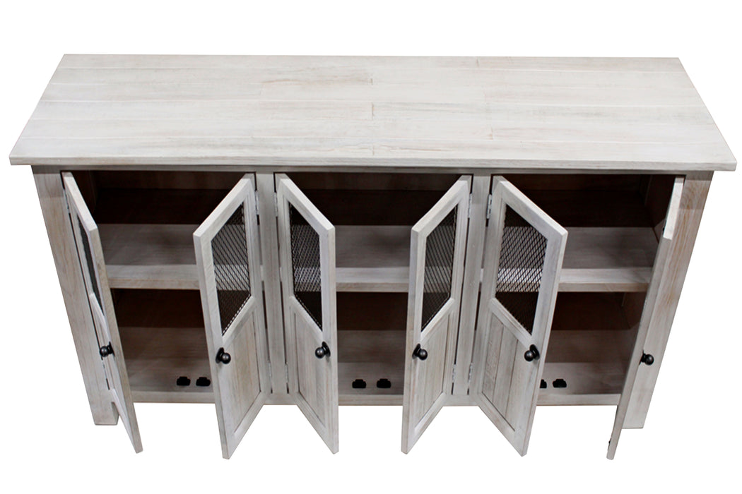 Gaines 6 Door Sideboard - Distressed White - 72" - Crafters and Weavers