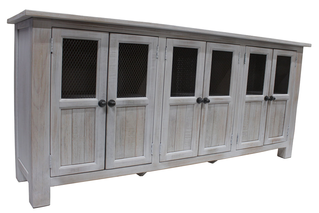 Gaines 6 Door Sideboard - Distressed White - 72" - Crafters and Weavers