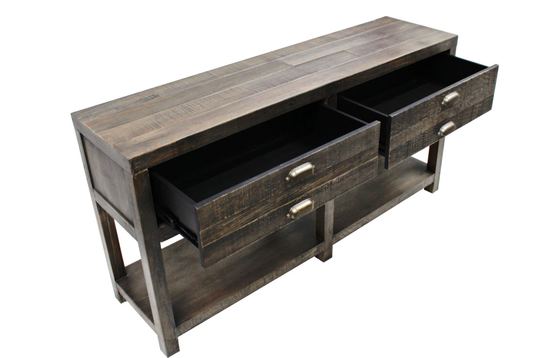 Emerson 2 Drawer Console Table - Distressed Black - Crafters and Weavers