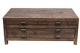 Emerson 2 Drawer Coffee Table - Rustic Walnut - Crafters and Weavers