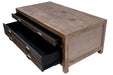 Emerson 2 Drawer Coffee Table - Rustic Walnut - Crafters and Weavers