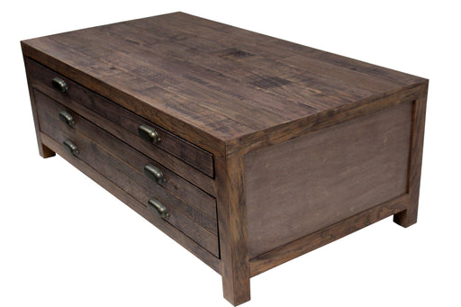 Emerson 2 Drawer Coffee Table - Rustic Walnut - Crafters and Weavers