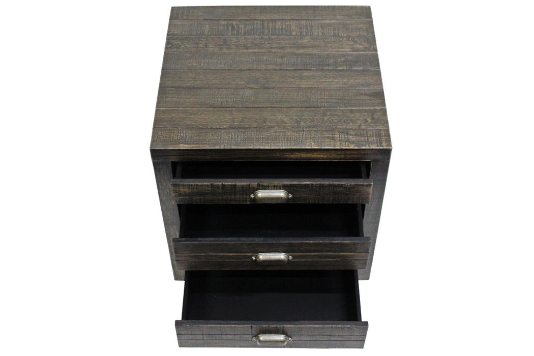 Emerson 3 Drawer Nightstand - Distressed Black - Crafters and Weavers