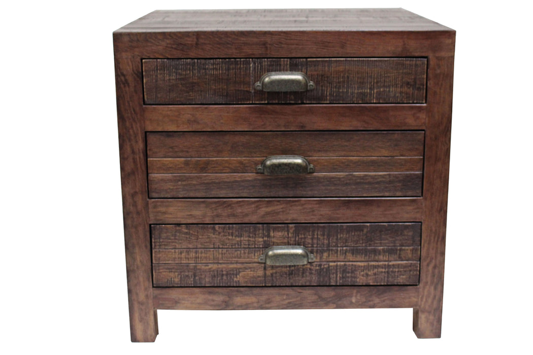 Emerson 3 Drawer Nightstand - Rustic Walnut - Crafters and Weavers