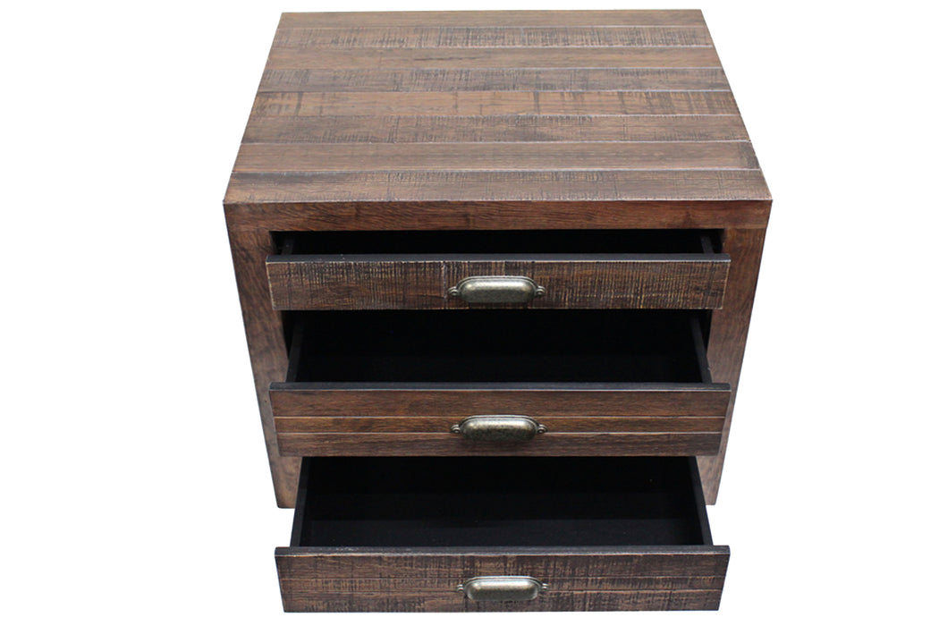 Emerson 3 Drawer Nightstand - Rustic Walnut - Crafters and Weavers