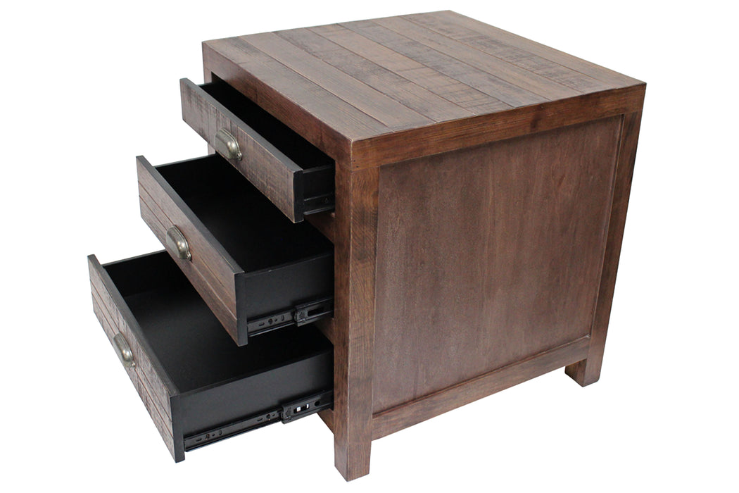 Emerson 3 Drawer Nightstand - Rustic Walnut - Crafters and Weavers