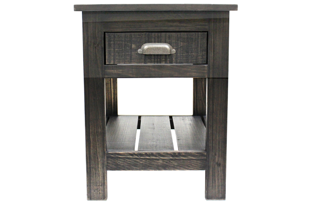Emerson 1 Drawer Side Table - Distressed Black - Crafters and Weavers