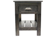 Emerson 1 Drawer Side Table - Distressed Black - Crafters and Weavers