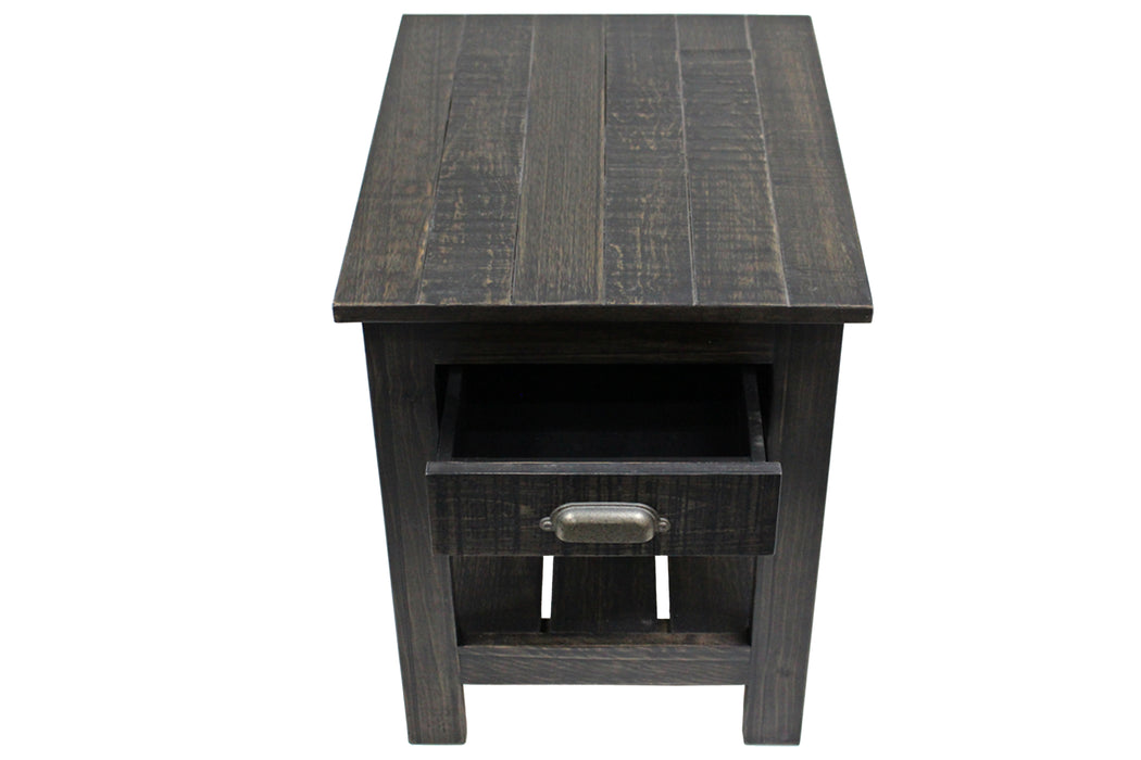 Emerson 1 Drawer Side Table - Distressed Black - Crafters and Weavers
