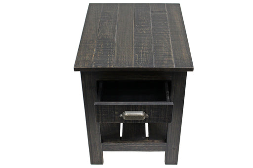 Emerson 1 Drawer Side Table - Distressed Black - Crafters and Weavers