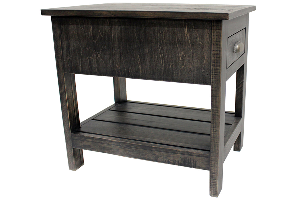 Emerson 1 Drawer Side Table - Distressed Black - Crafters and Weavers