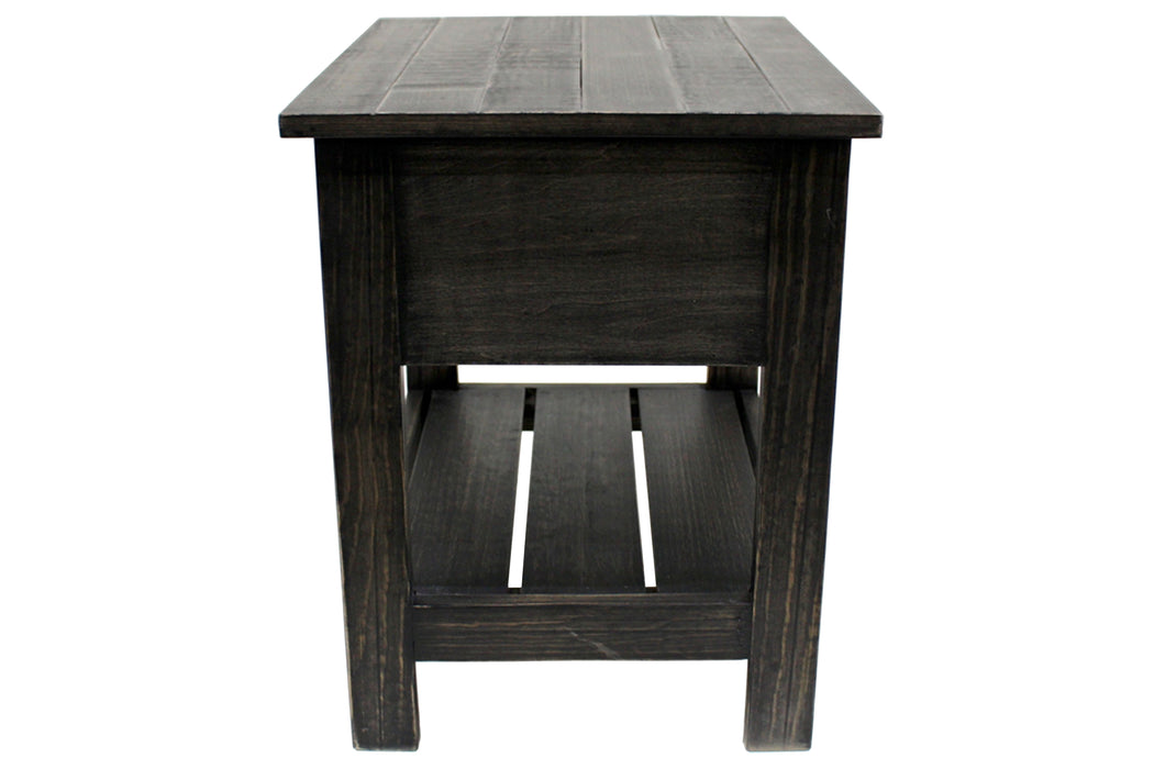 Emerson 1 Drawer Side Table - Distressed Black - Crafters and Weavers
