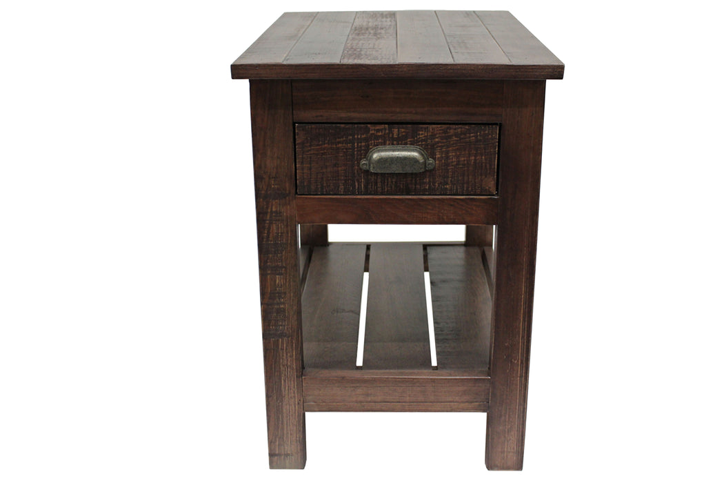 Emerson 1 Drawer Side Table - Rustic Walnut - Crafters and Weavers