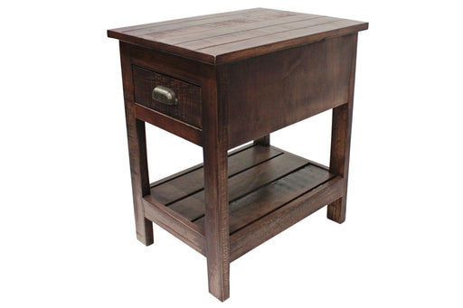 Emerson 1 Drawer Side Table - Rustic Walnut - Crafters and Weavers