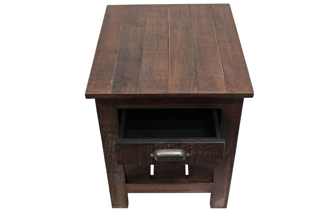 Emerson 1 Drawer Side Table - Rustic Walnut - Crafters and Weavers