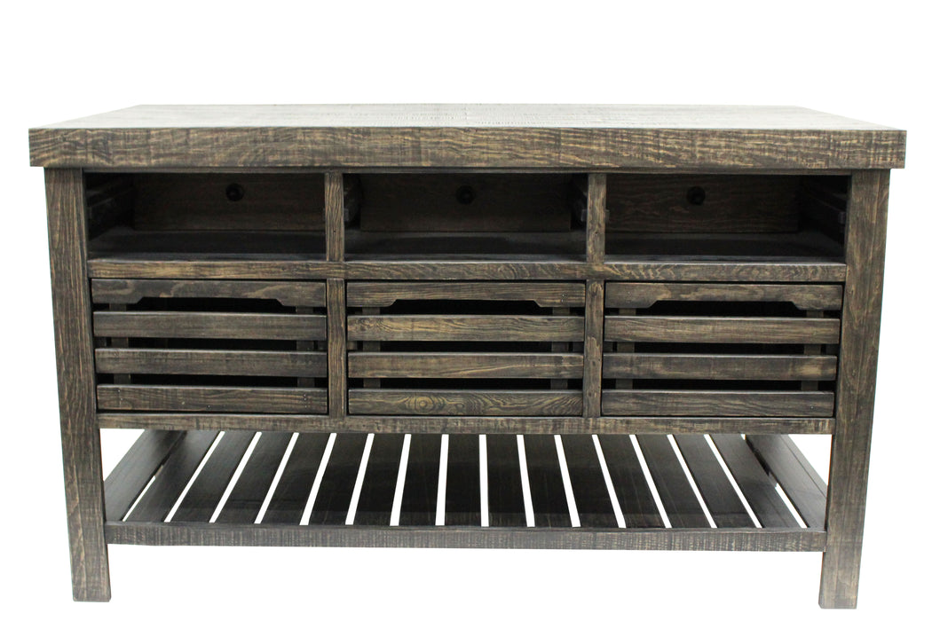 OUT OF STOCK Caisse Kitchen Island - Distressed Black - Crafters and Weavers