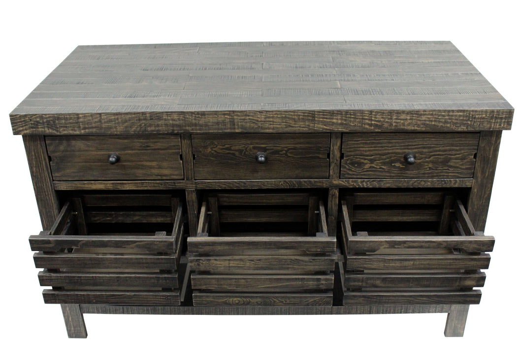OUT OF STOCK Caisse Kitchen Island - Distressed Black - Crafters and Weavers