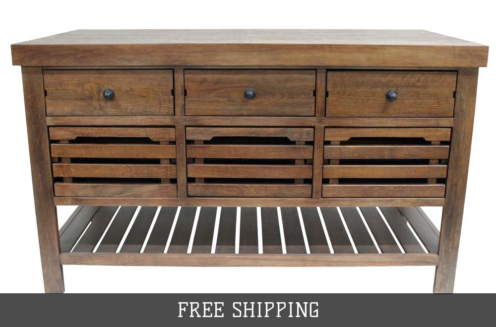 OUT OF STOCK Caisse Kitchen Island - Tobacco - Crafters and Weavers