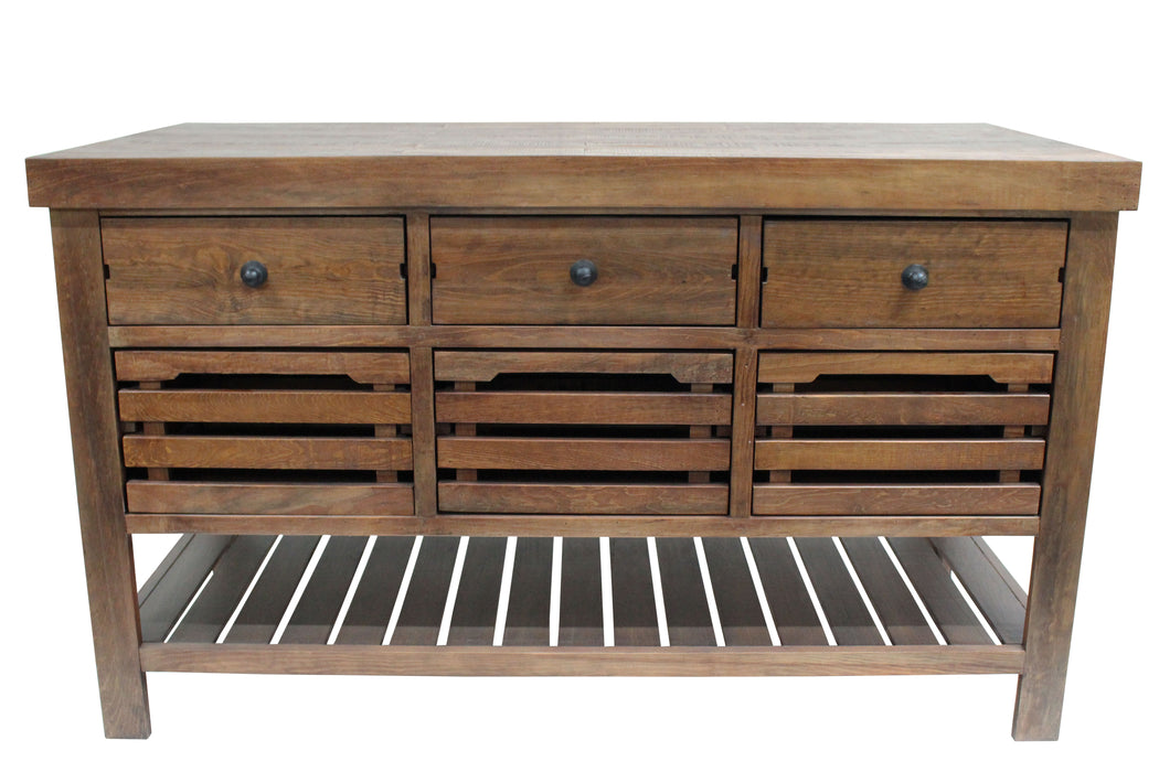 OUT OF STOCK Caisse Kitchen Island - Tobacco - Crafters and Weavers