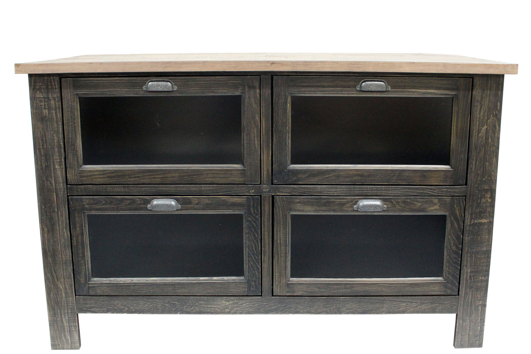 SOLD OUT Emerson Kitchen Island - Distressed Black - Crafters and Weavers