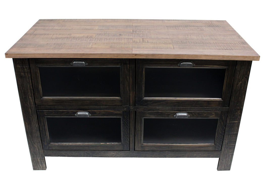 SOLD OUT Emerson Kitchen Island - Distressed Black - Crafters and Weavers