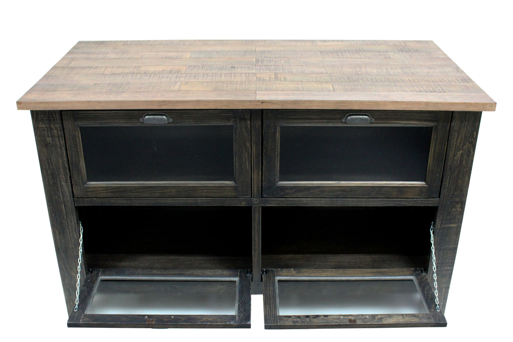 SOLD OUT Emerson Kitchen Island - Distressed Black - Crafters and Weavers