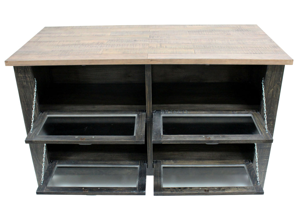 SOLD OUT Emerson Kitchen Island - Distressed Black - Crafters and Weavers