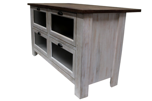Emerson Kitchen Island - Distressed White - Crafters and Weavers