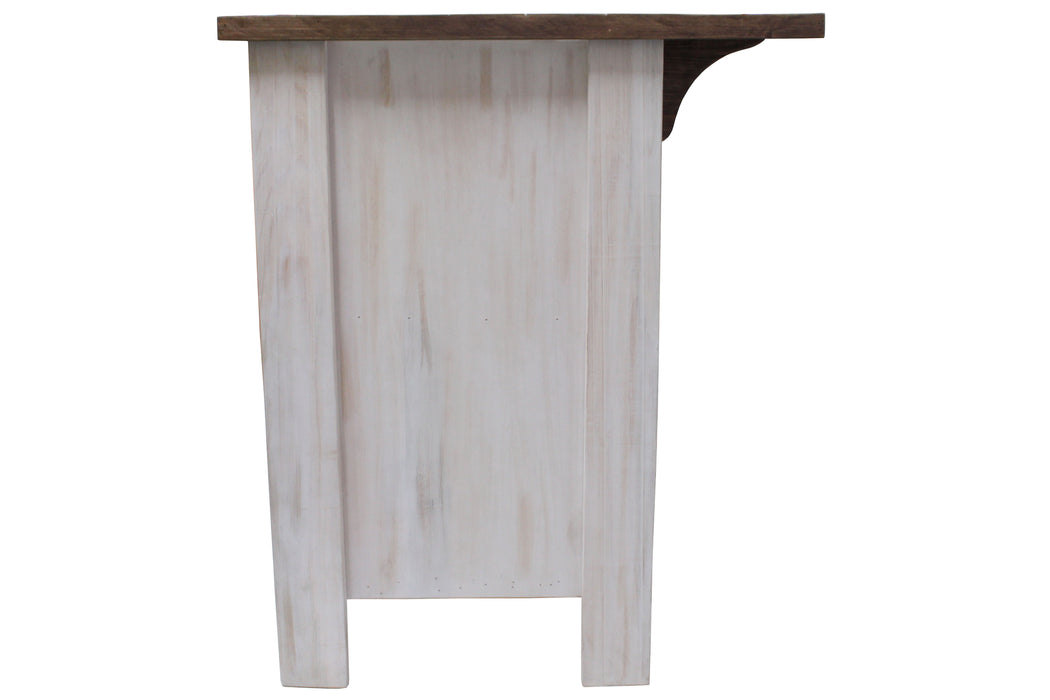 Emerson Kitchen Island - Distressed White - Crafters and Weavers