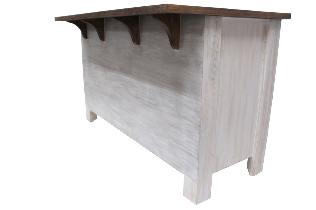 Emerson Kitchen Island - Distressed White - Crafters and Weavers