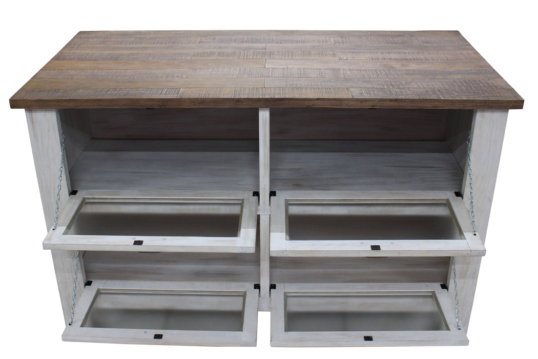 Emerson Kitchen Island - Distressed White - Crafters and Weavers