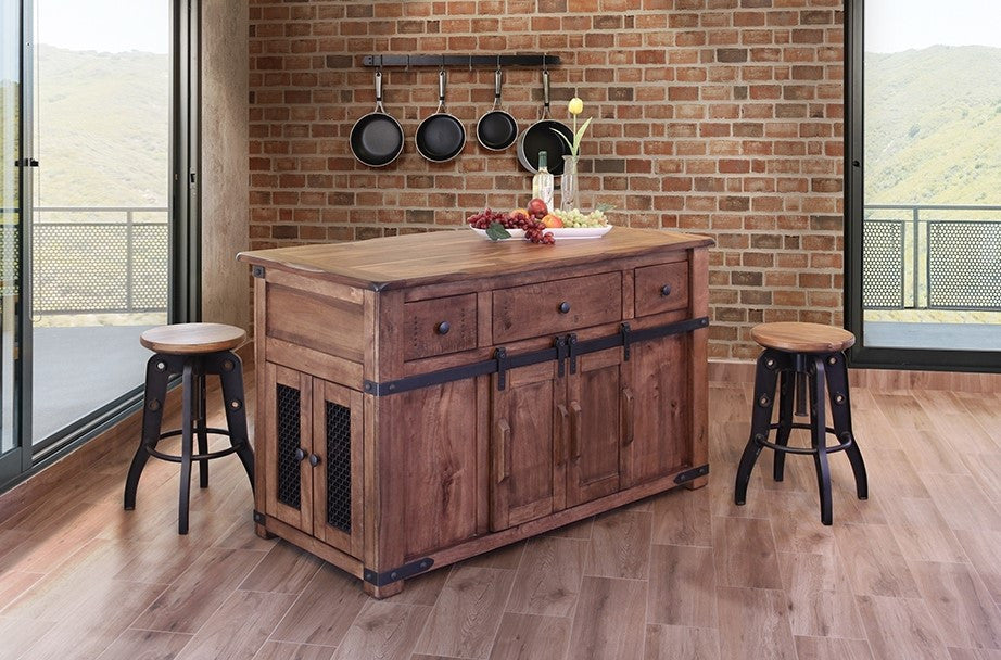 Granville Parota Kitchen Island - Crafters and Weavers