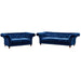 Peyton Sloped Arm Chesterfield Love Seat - Blue Velvet - Crafters and Weavers