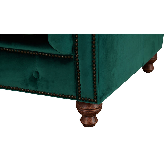 Peyton Sloped Arm Chesterfield Sofa - Green Velvet - Crafters and Weavers
