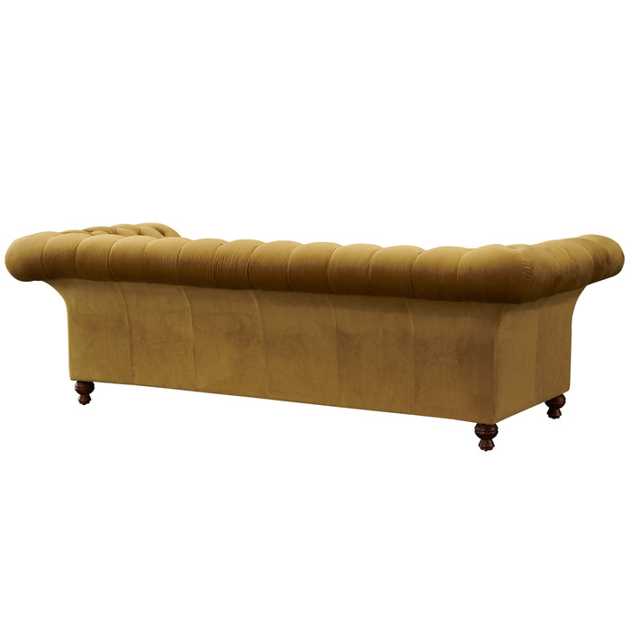 PREORDER Peyton Sloped Arm Chesterfield Sofa - Yellow Velvet - Crafters and Weavers