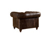 Century Chesterfield Arm Chair - Dark Brown Leather - Crafters and Weavers