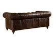 Century Chesterfield Love Seat - Dark Brown Leather - Crafters and Weavers
