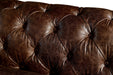 Century Chesterfield Arm Chair - Dark Brown Leather - Crafters and Weavers