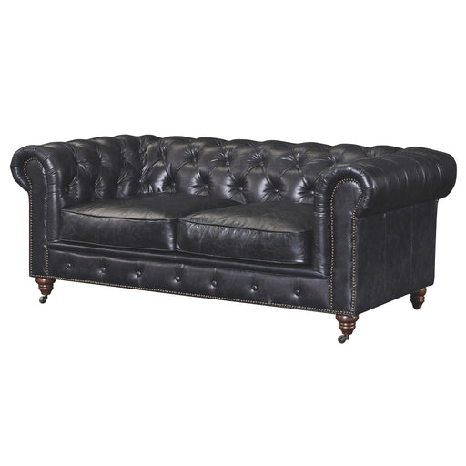 PREORDER Century Chesterfield Love Seat - Slate Leather - Crafters and Weavers