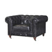 PREORDER Century Chesterfield Arm Chair - Slate Leather - Crafters and Weavers