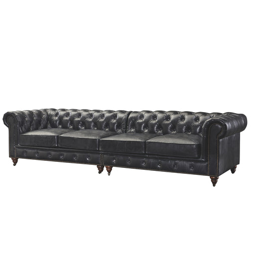 Century Chesterfield Sofa - Slate Leather - 118" - Crafters and Weavers