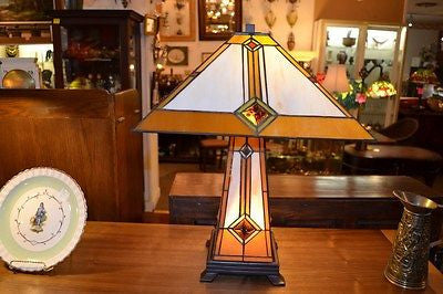 SOLD OUT Tiffany Mission style Stained glass Table Lamp TF1735TL - Crafters and Weavers